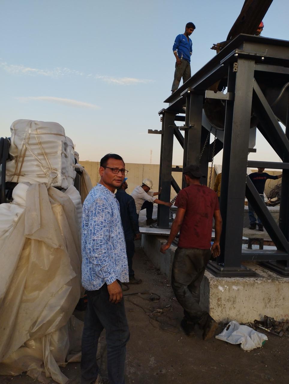 Mr. Singh supervising steel structure erection in Iraq